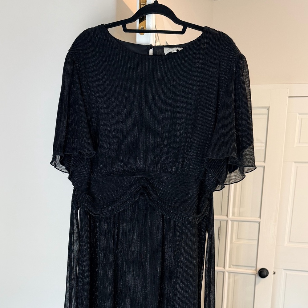 Celadon Black Shimmer Sheer Maxi Dress